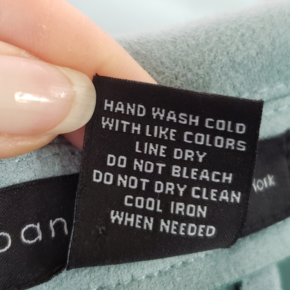 Joan Vass pale teal faux suede open front blazer size medium - Picture 7 of 7